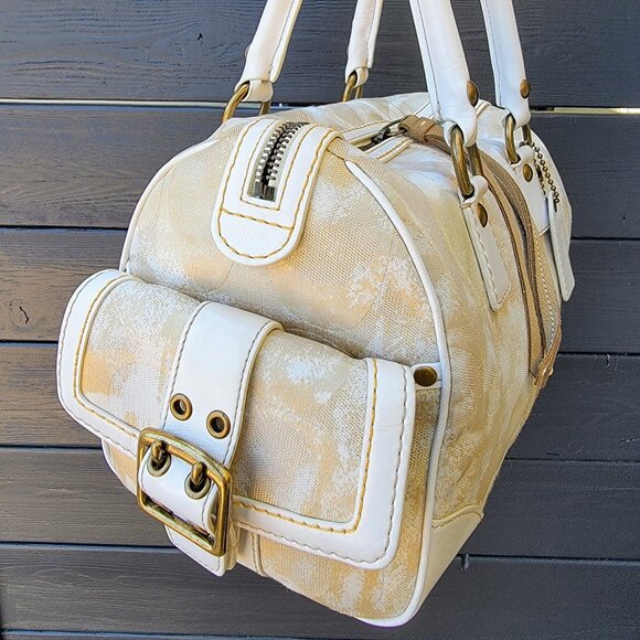 Vintage Y2K COACH Satchel Limited Edition Beige Metallic RARE - Picture 1 of 8